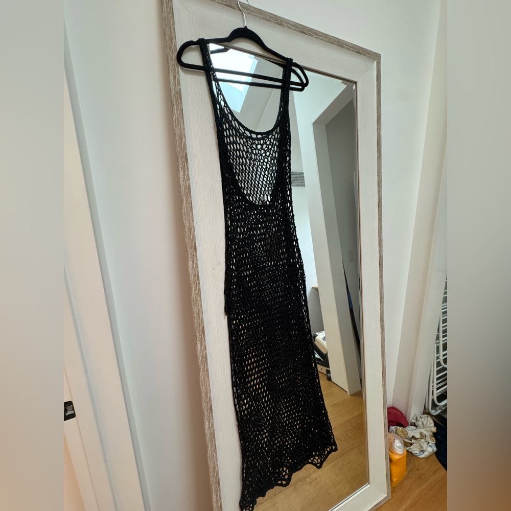 Meshki Black Crochet Swim Coverup Maxi